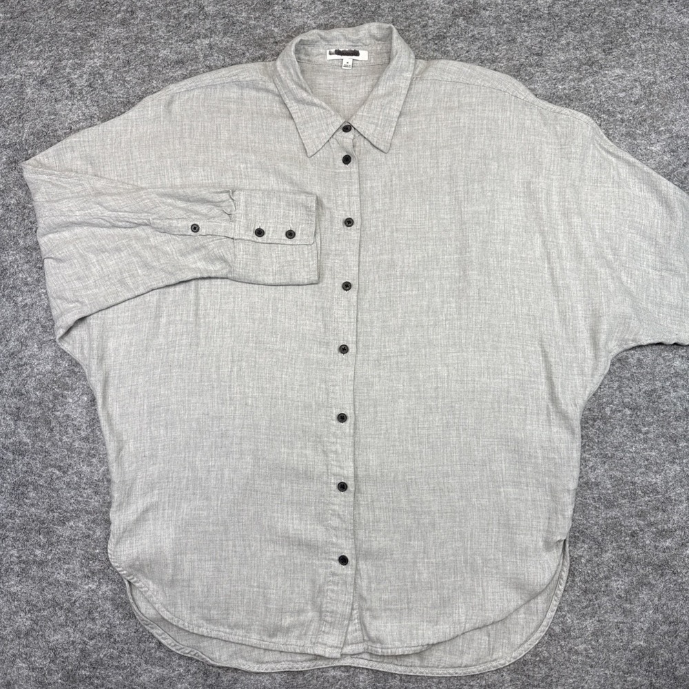 NEW‎ Madewell Heathered Flannel Dolman Button Up Shirt women's medium gray NW730